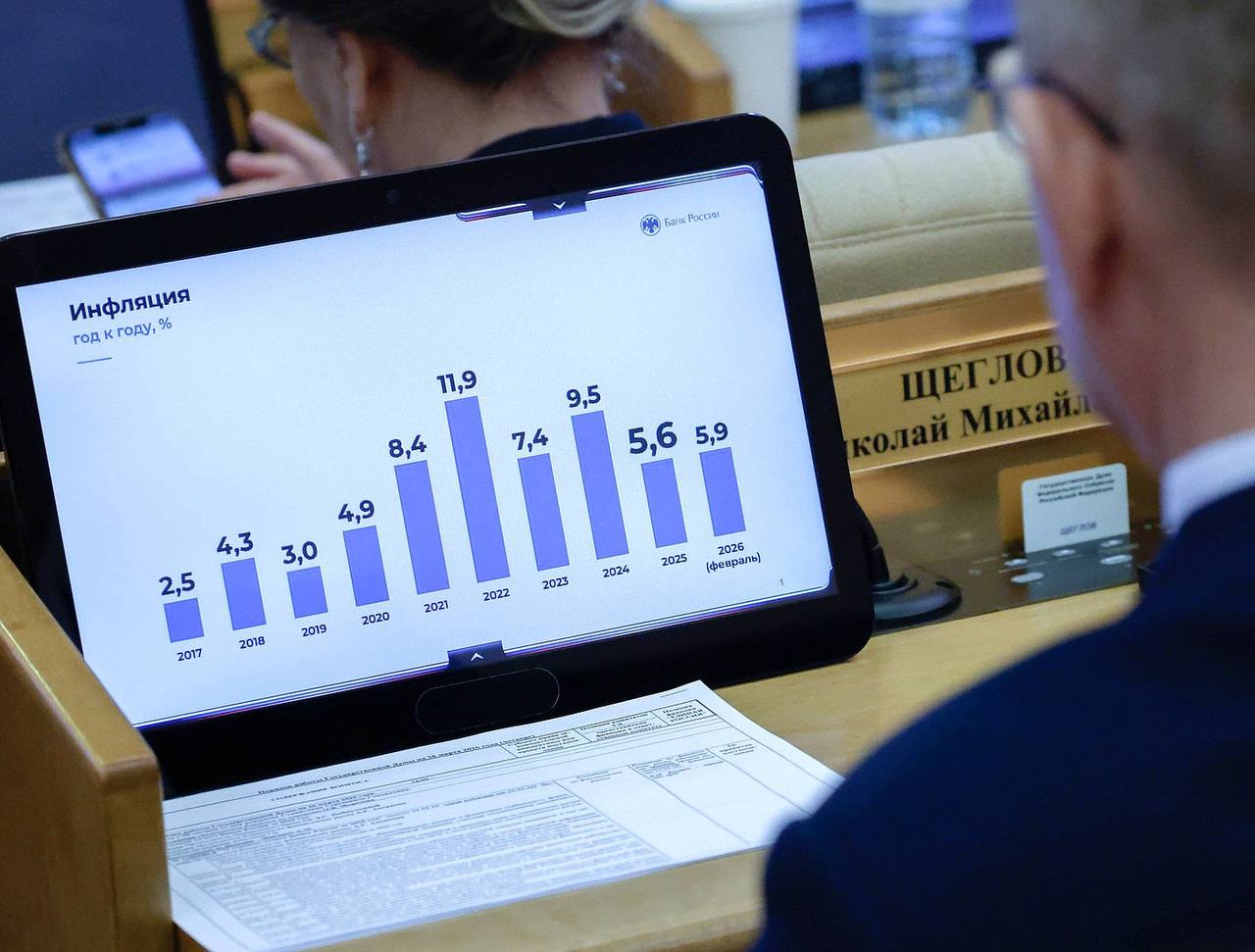 Михаил Васютин в режиме ВКС принял участие в заседании Государственной Думы, на котором был представлен годовой отчет Центрального банка РФ за 2025 год Михаил Васютин в режиме ВКС принял участие в заседании Государственной Думы, на котором был представлен годовой отчет Центрального банка РФ за 2025 год