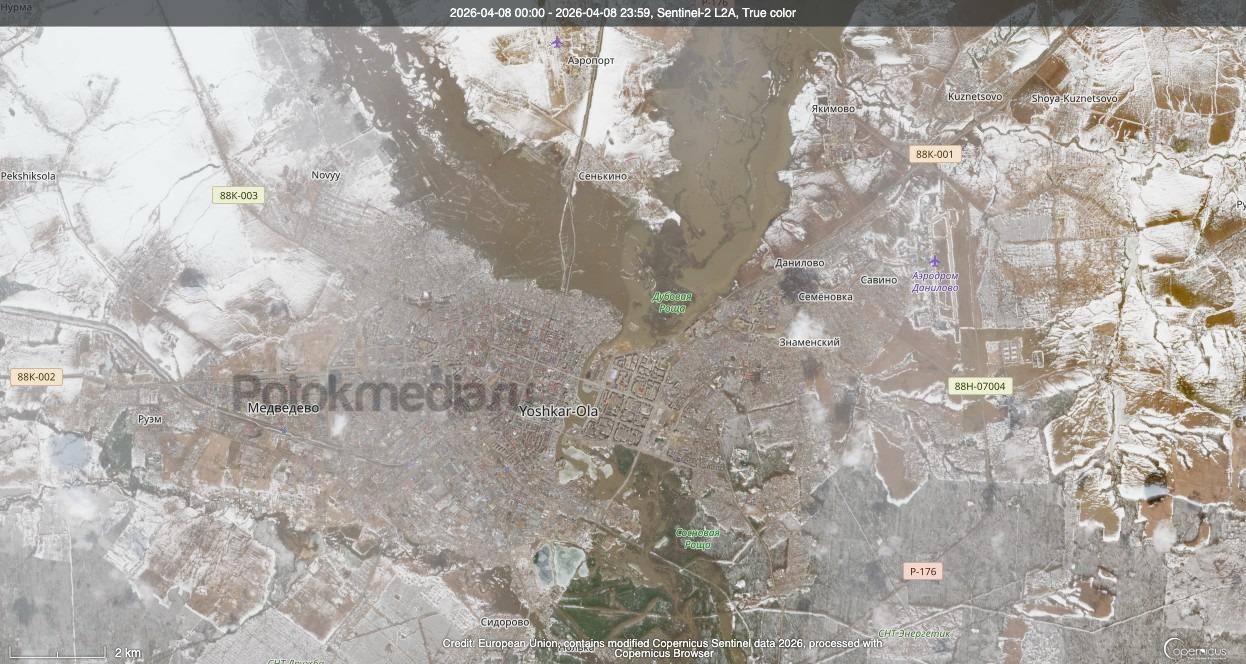 Паводок в Йошкар-Оле виден из космоса