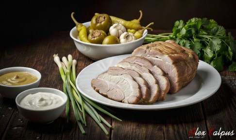 Традиционное грузинское блюдо: свинина с чесноком на новогоднем столе