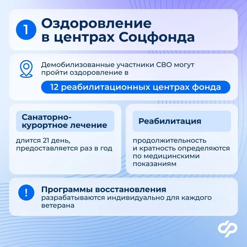 Социальный фонд России помогает ветеранам специальной военной операции пройти медицинскую реабилитацию и восстановление Социальный фонд России помогает ветеранам специальной военной операции пройти медицинскую реабилитацию и восстановление